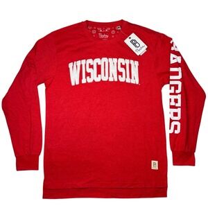 Pressbox Wisconsin Badgers T-Shirt Women M Red Long Sleeve Graphic NWT